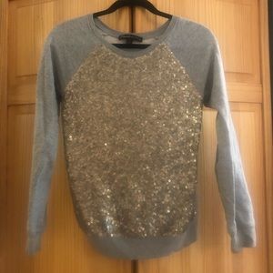 Gray gold sequin embroidered sweater Elizabeth&J